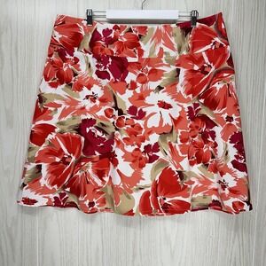 Lane Bryant A-Line Skirt Womens 22W Pink Red Floral Knee Length Side Zip Stretch